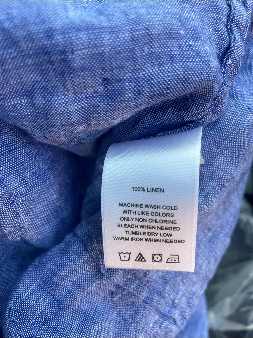 Foxcroft NYC 100% Linen Button Front Shirt XL Blue Relaxed Fit - Picture 5 of 8